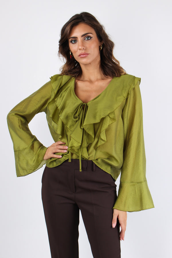 Camicia Rouge Mussola Verde Acido-2