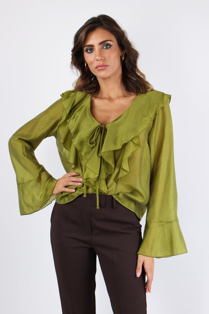 Camicia Rouge Mussola Verde Acido-2