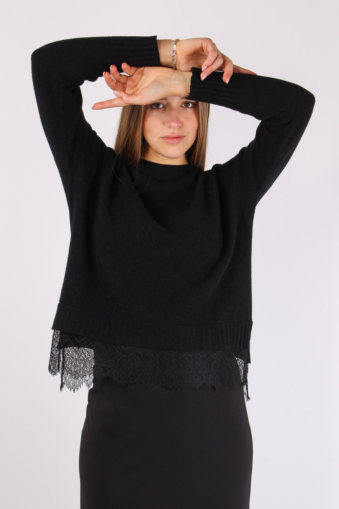 Maglia Viscosa Fondo Pizzo Nero-3