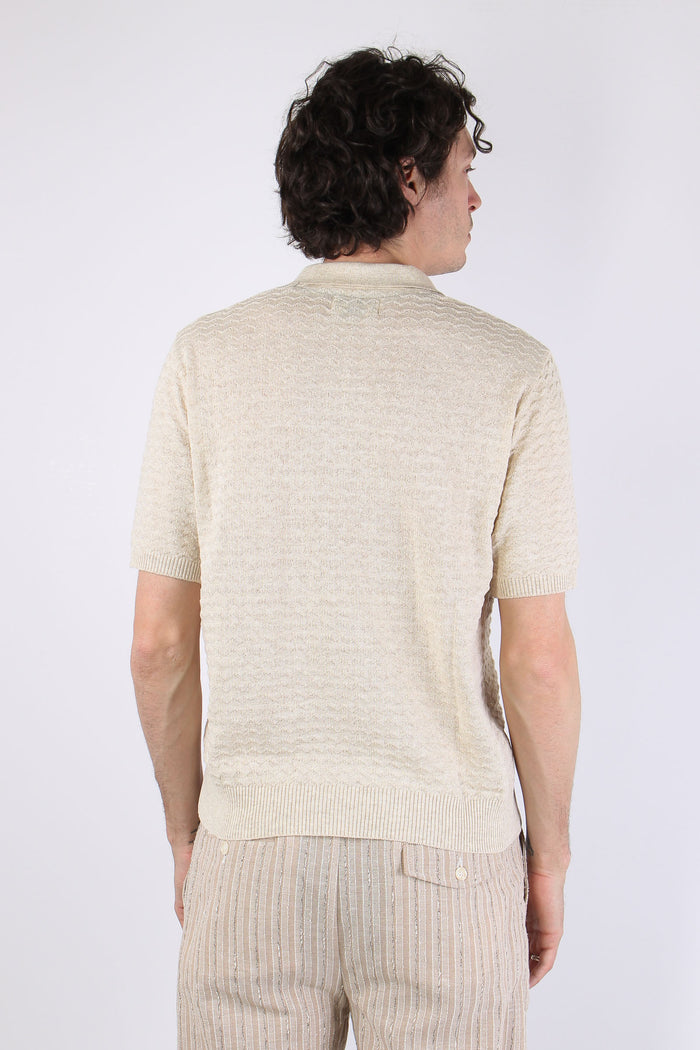 Polo Cotone Lavorato Beige-5