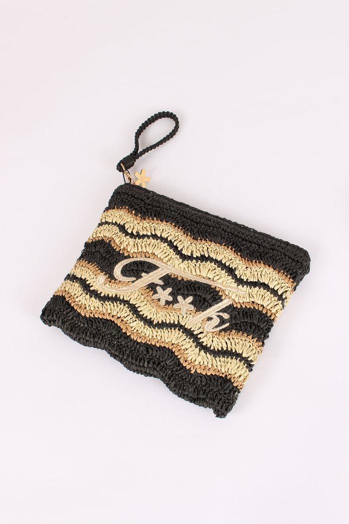 Pochette Paglia Riga Nero-5