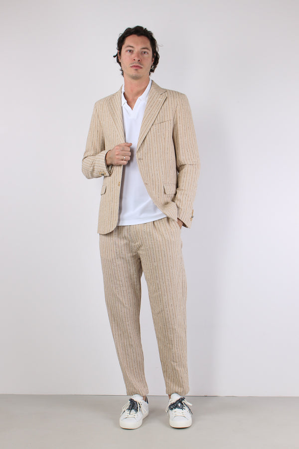 Giacca Riga Jacquard Beige