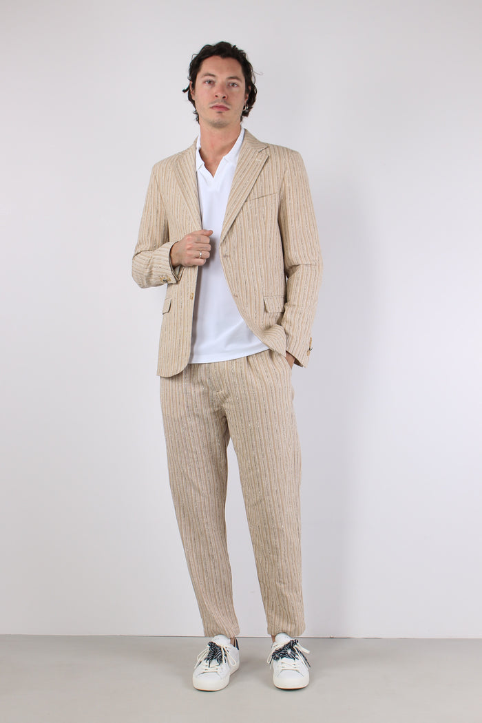Giacca Riga Jacquard Beige