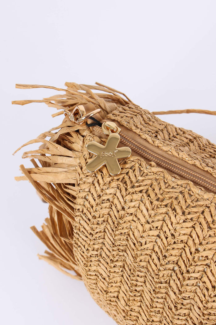 Pochetta Paglia Frange Beige-8