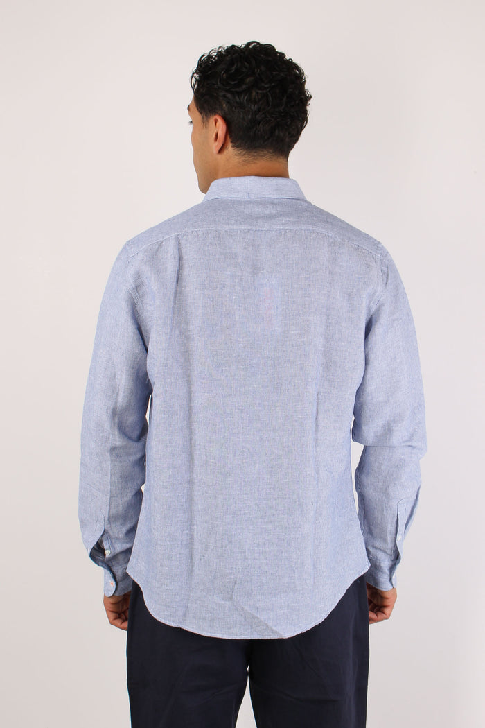 Camicia Misto Lino Riga Navy-5