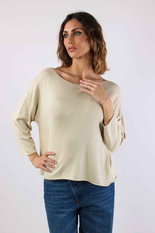Maglia Scavo Barca Lurex Naturale-2