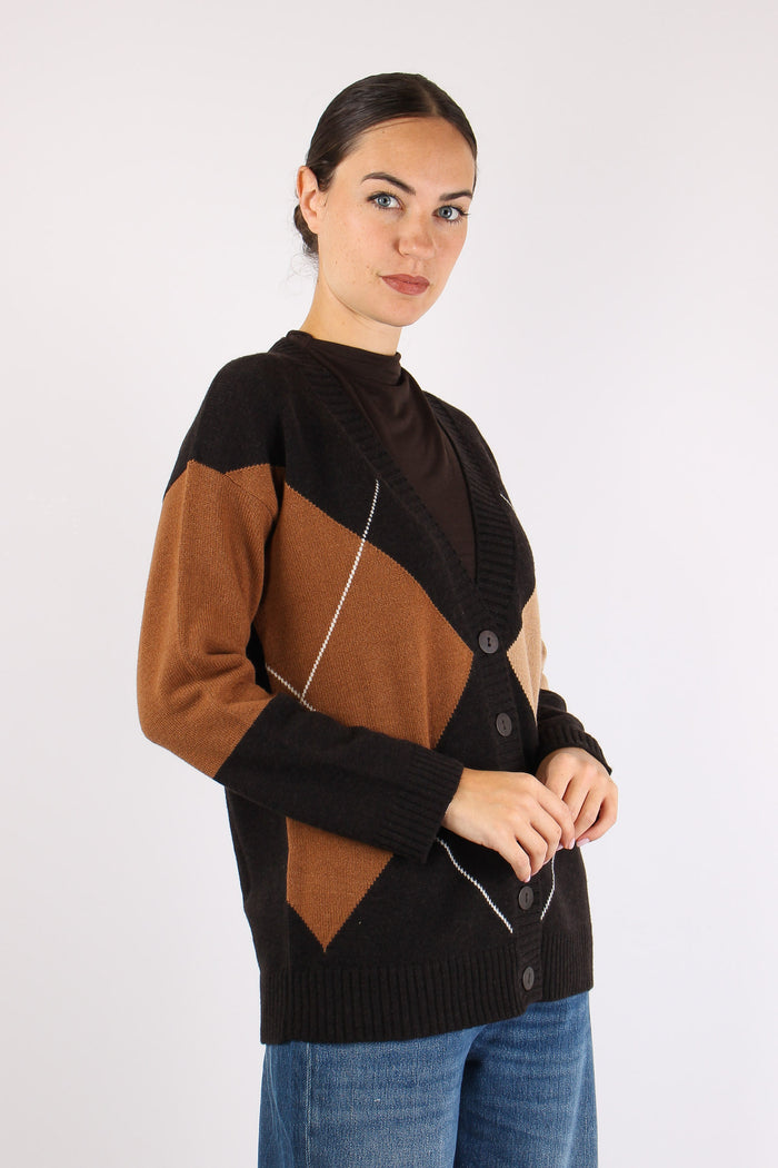 Cardigan Bottoni Intarsio Ebano-4