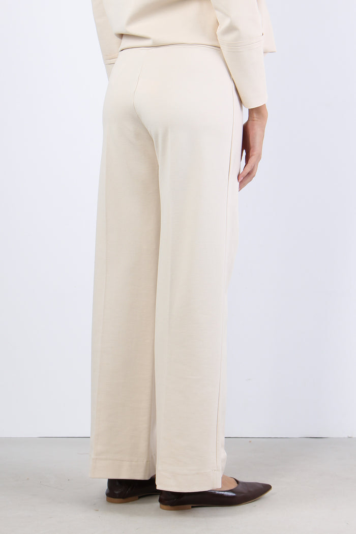 Pantalone Cropped Punto Milano Crema-6