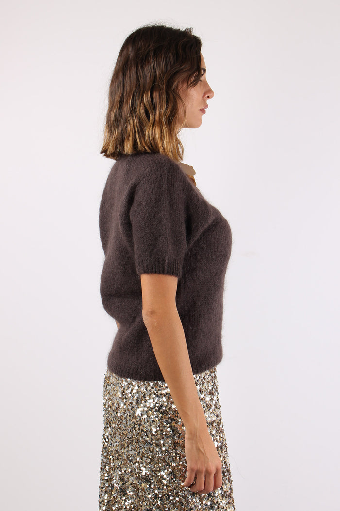 Maglia M/m Inserto Paillettes Cioccolato-7