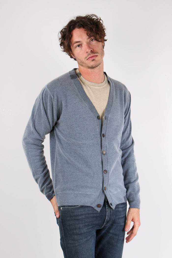 Cardigan Contrasto Fantasia Blu-6