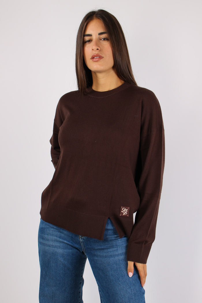 Girocollo Viscosa Lana Cioccolato-3