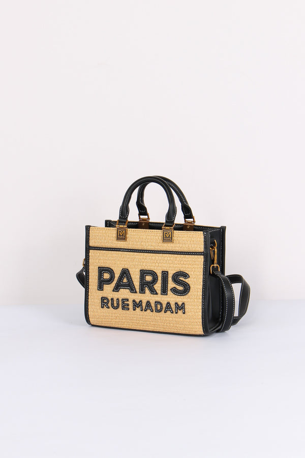 Shopping Mini Rigida Paglia Straw Black-2
