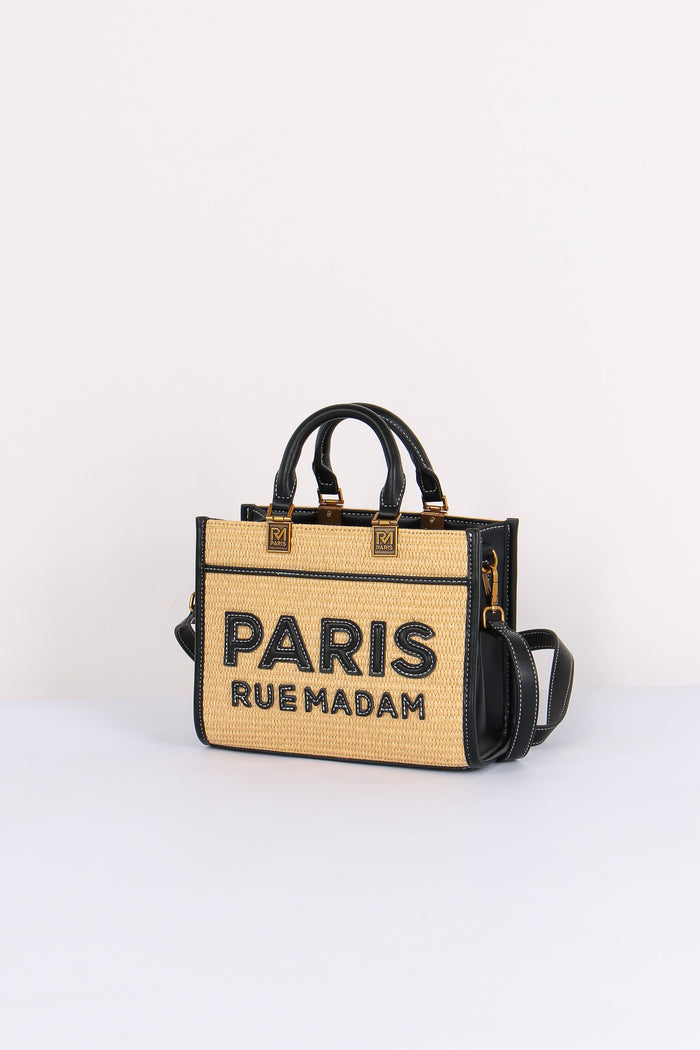 Shopping Mini Rigida Paglia Straw Black-2