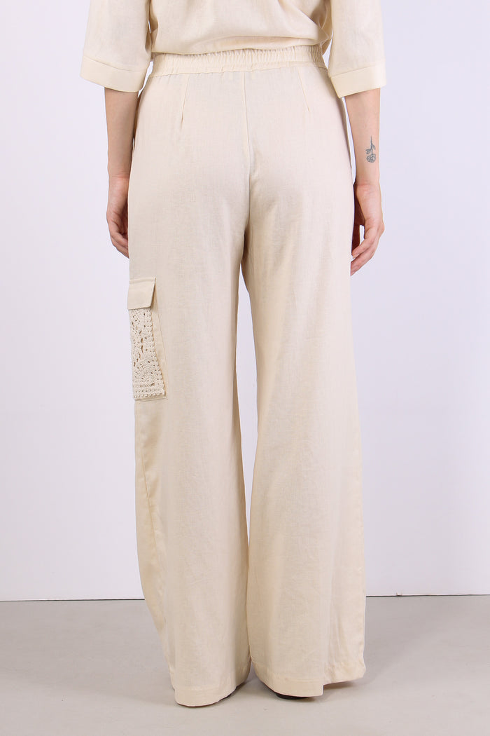 Pantalone Tasconato Macrame Beige-4