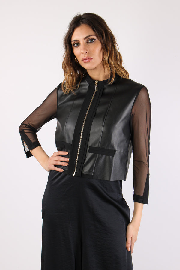 Alfio Giacca Ecopelle Tulle Black-2