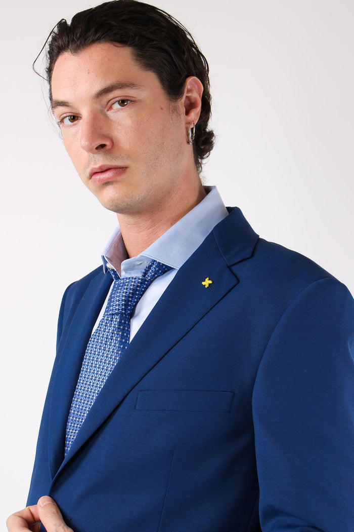 Abito Misto Lana Slim Blu Aperto-8