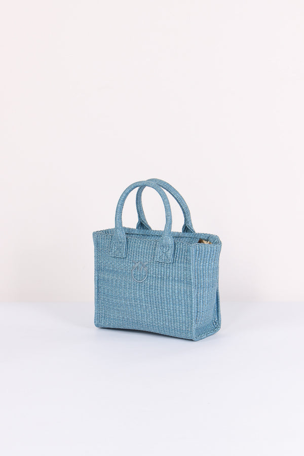 Mini Shopping Beach Rafia Light Blue-2