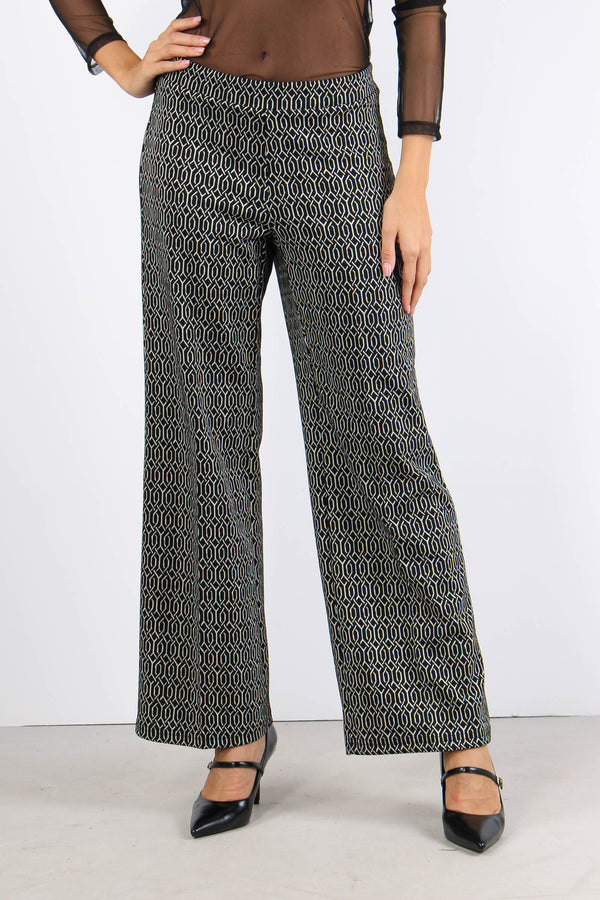 Pantalone Cropped Fantasia Nero/panna-2