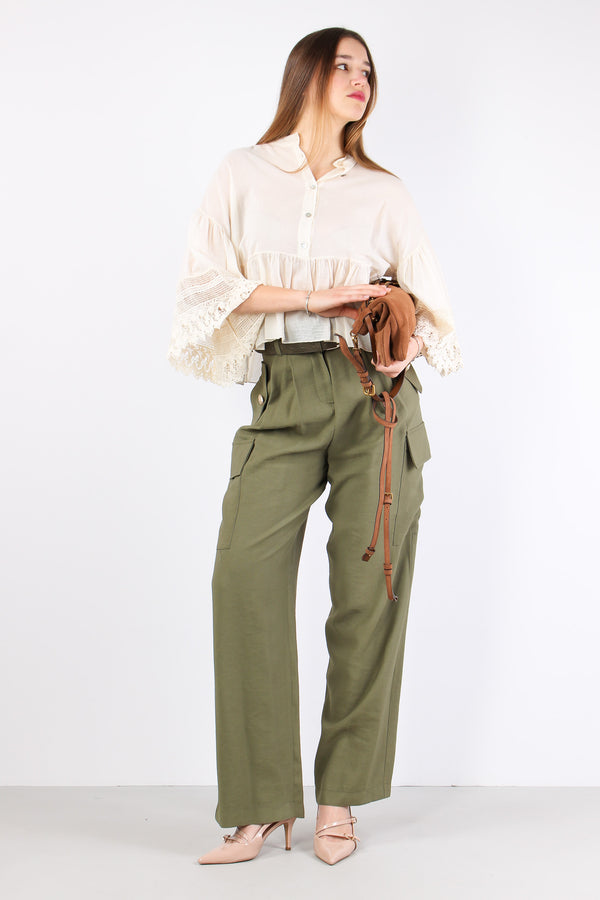 Krochet Blusa Mussola Pizzo Ivory