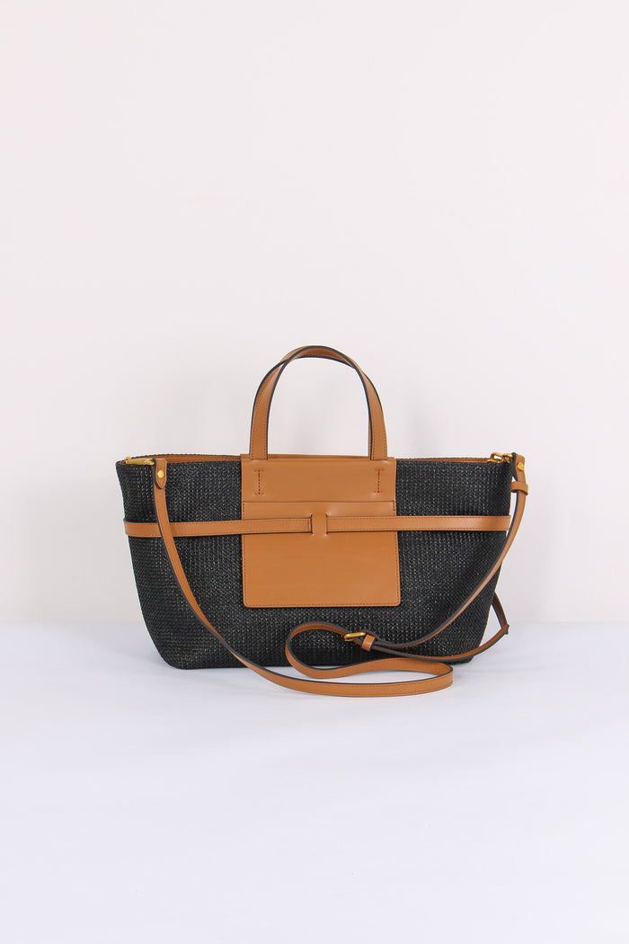Belty Shopping Mini Rafia Nero/cuoio-4