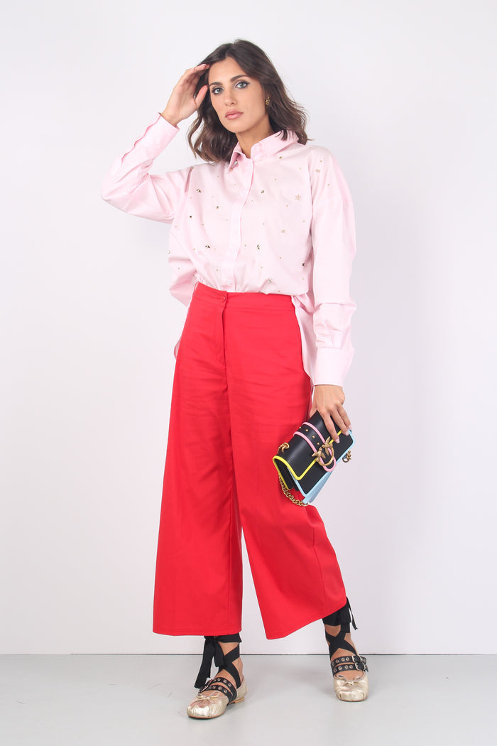 Pantalone Elastico Cropped Rosso