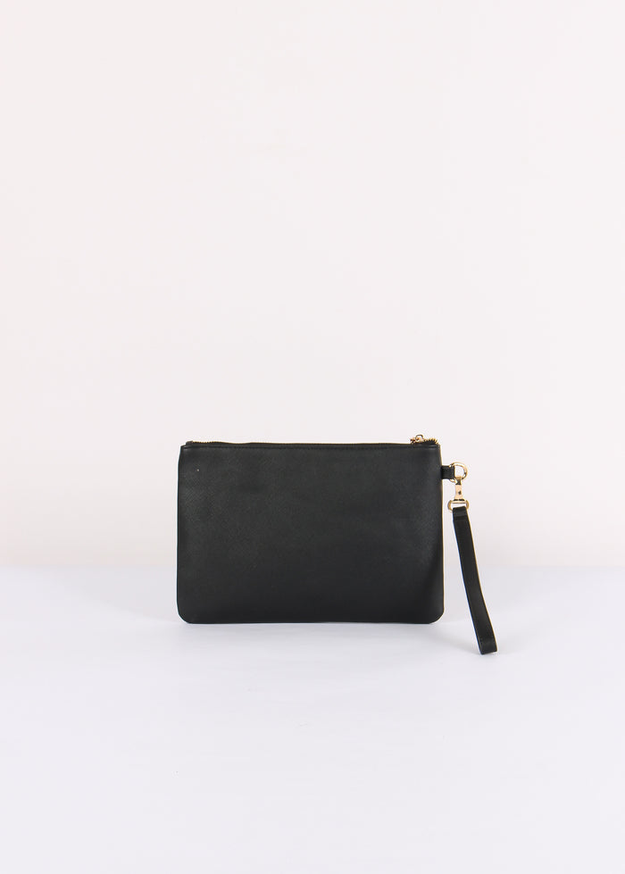 Pochette Saffiano Logo Nero-3