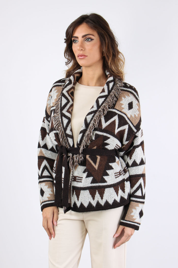 Cardigan Jacquard Peruviano Moro
