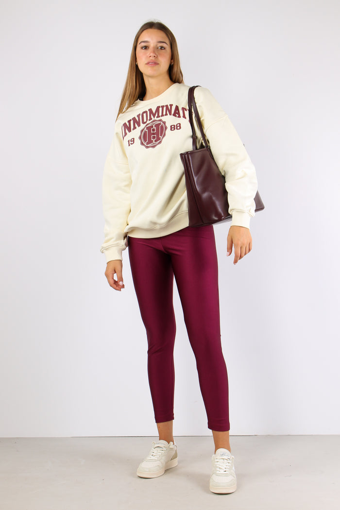 Felpa College Bianco Burro-5