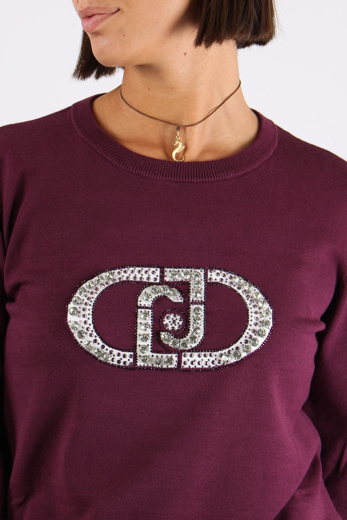 Maglia Viscosa Logo Strass Red/monogram-7