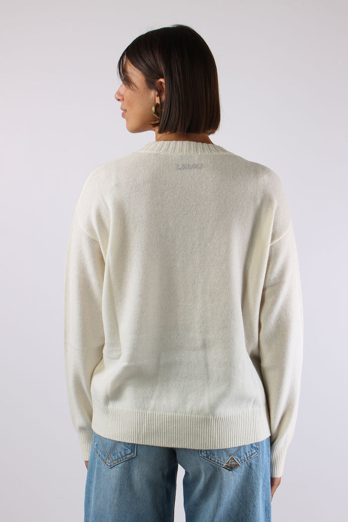 Maglia Corni 100% Lana Lucky Bianco Lana-4