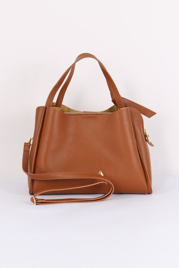 Shopping Fiocco Vera Pell Cuoio-3
