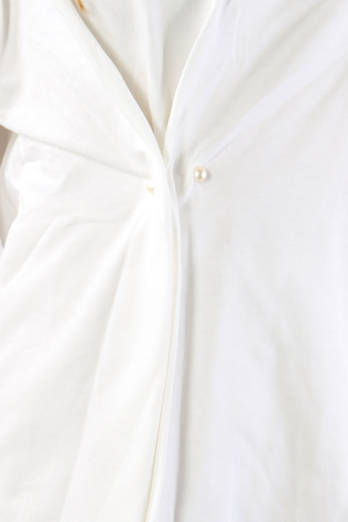 T-shirt Over Ripresa Spilla Panna-8