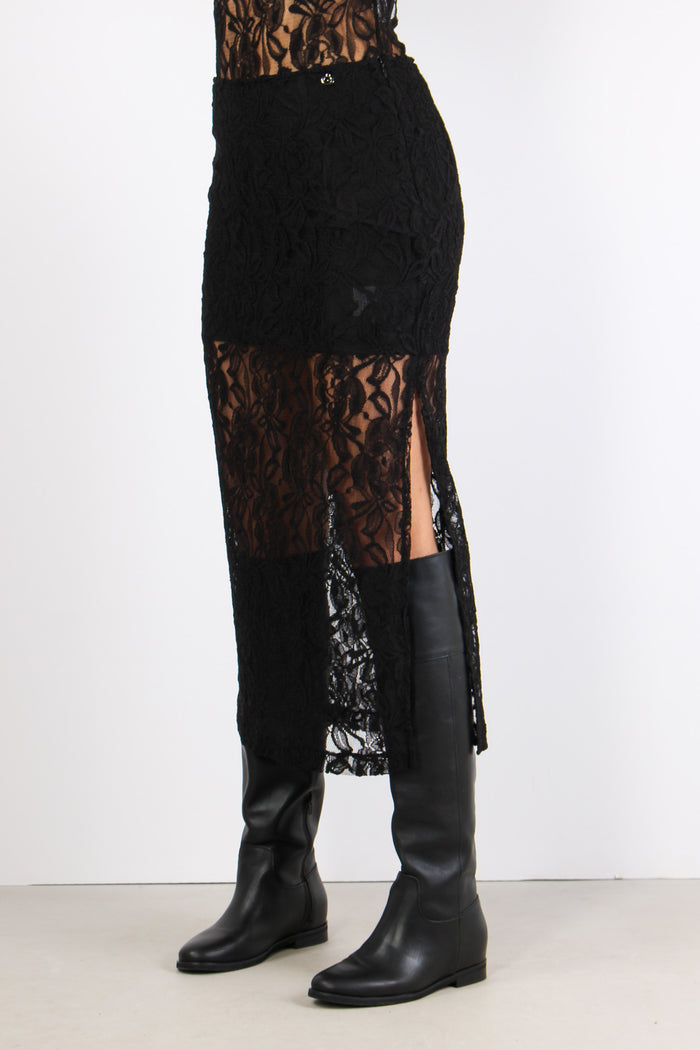 Longuette Pizzo Spacco Nero-3