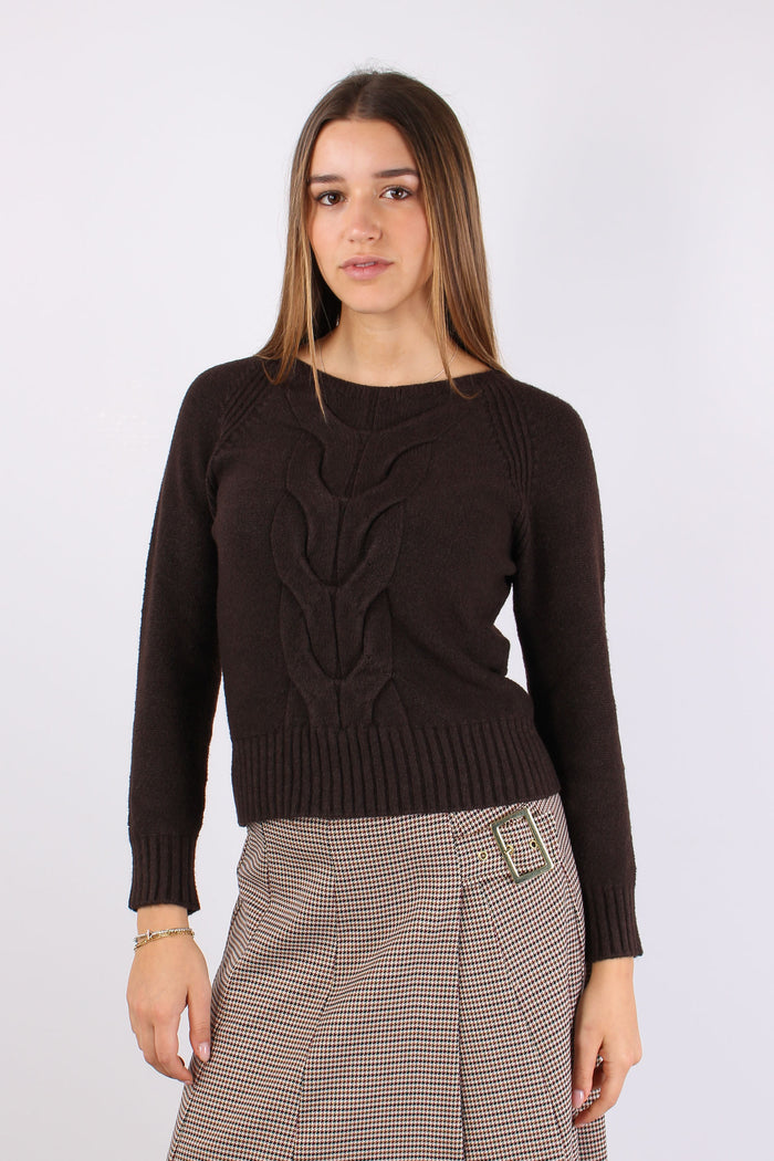 Maglia Viscosa Treccia Central Moro-2