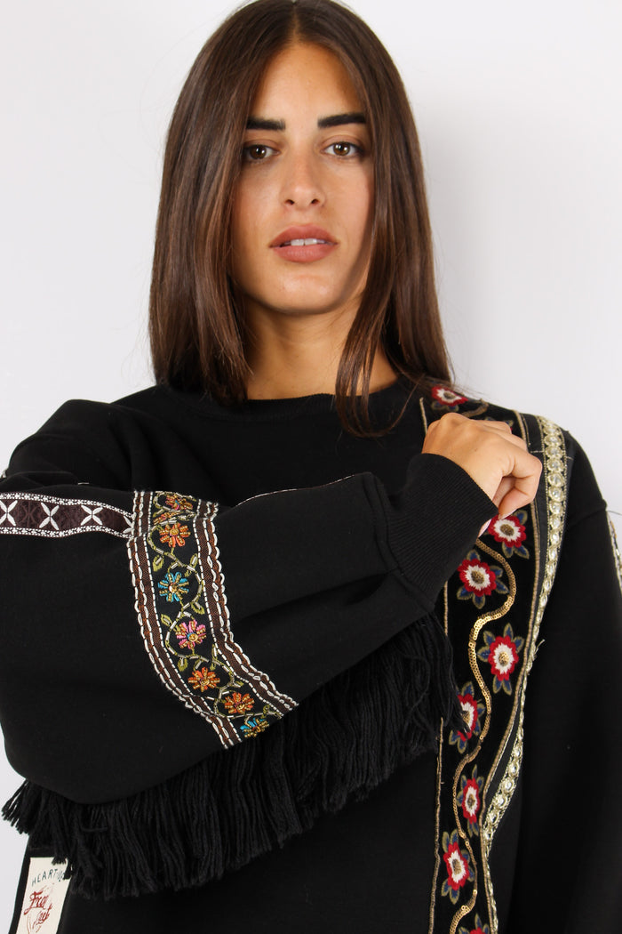 Felpa Girocollo Passamanneria Nero-8