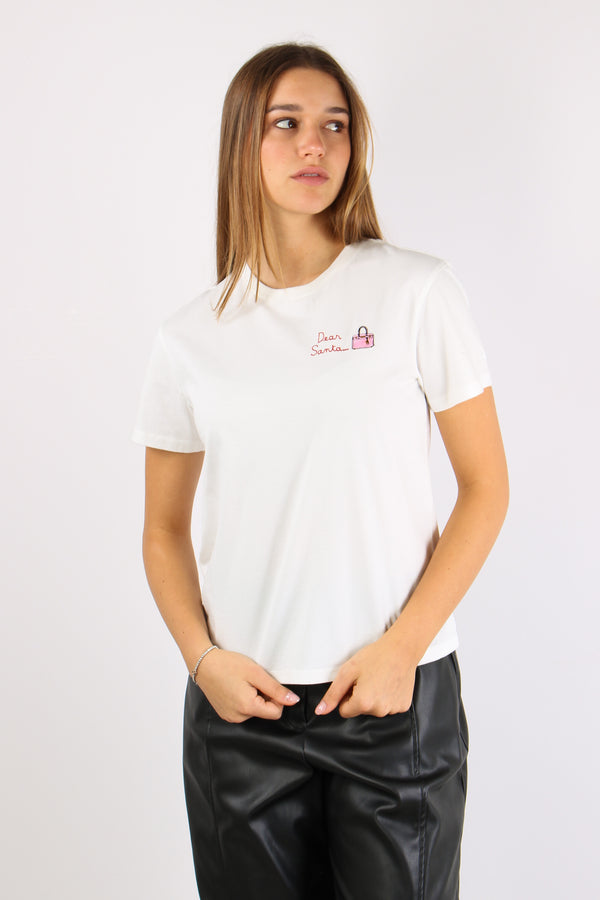 T-shirt Dear Santa Bag Bianco-2