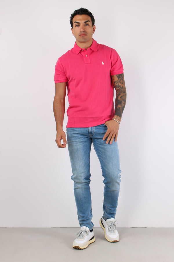 Polo Slim Fit Mesh Hot Pink-2