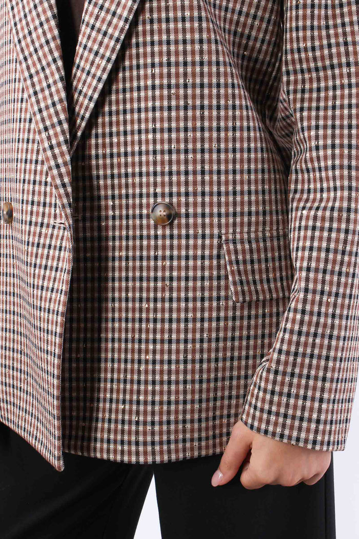 Giacca Scozzese Paillette Cammello/moro-8