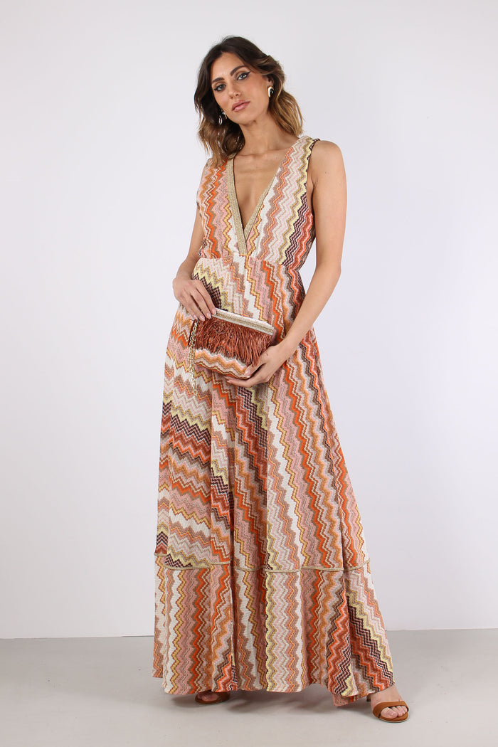 Abito Lungo Jacquard Terra-9