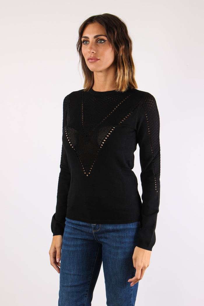 Maglia Traforata Oblo Schiena Nero-6