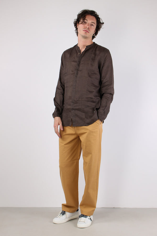 Camicia Coreana Lino Caffe-2