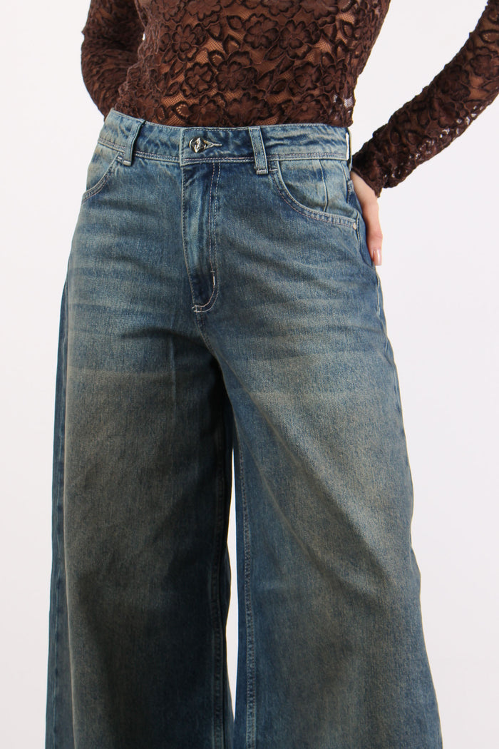 Denim Maxi Palazzo Denim Medio-7