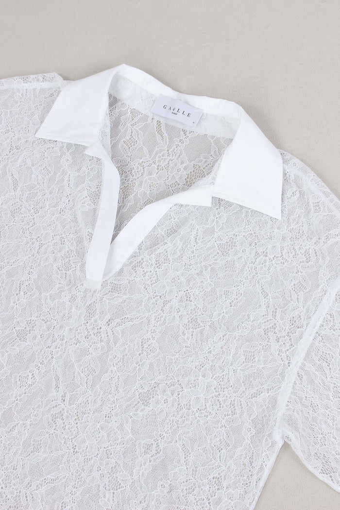 Polo Manica Corta Pizzo Bianco-5