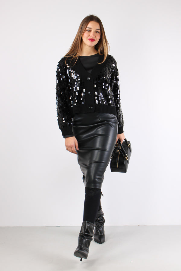 Cardigan Paillettes Nero