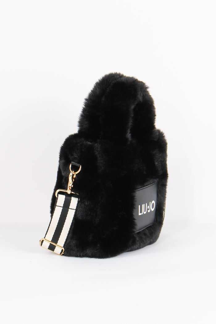 Shopping Mini Ecopelliccia Nero-5