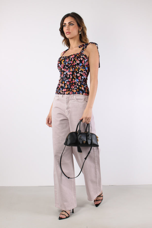 Top Corto Spallina Regolabile Nero