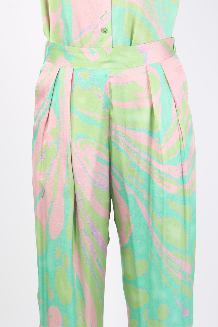 Penati Pantalone Fluido Stam Verde/rosa-9