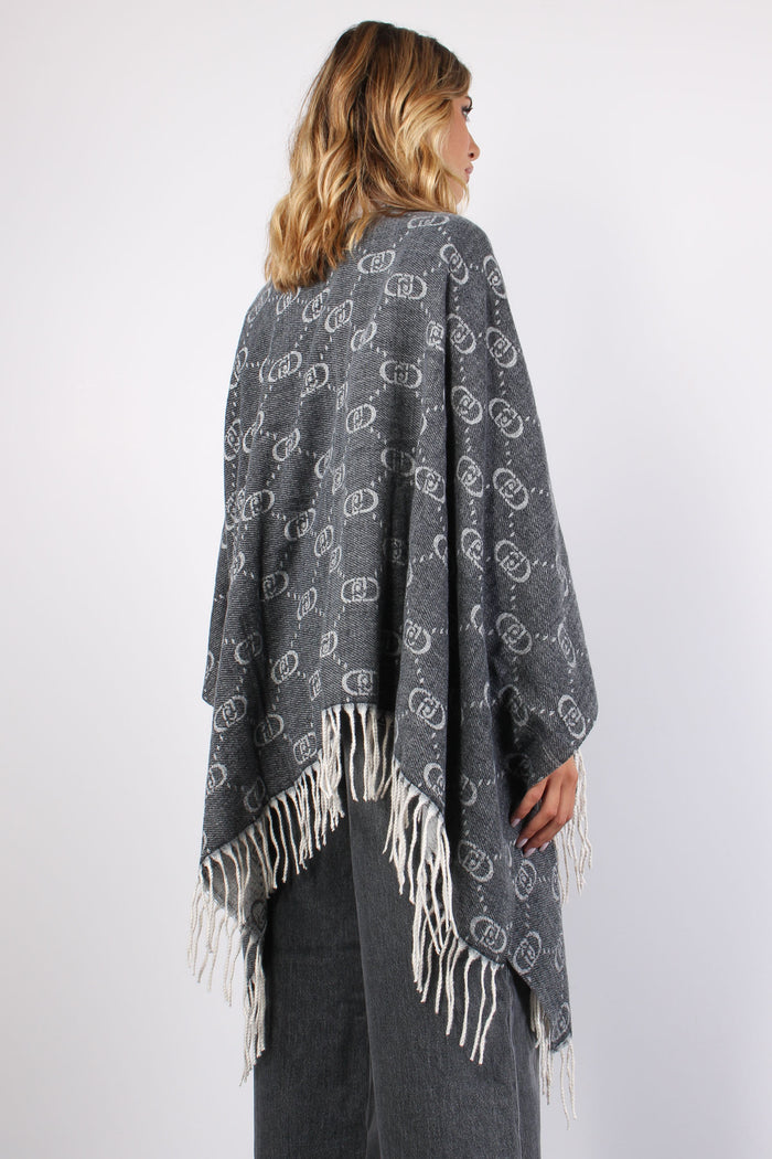 Poncho Frange Maxi Logo Grey Cloud-5