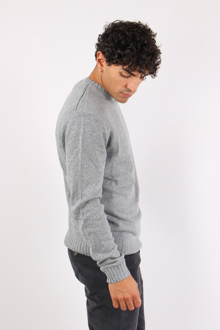 Pullover Basico Logo Grigio Melange-4