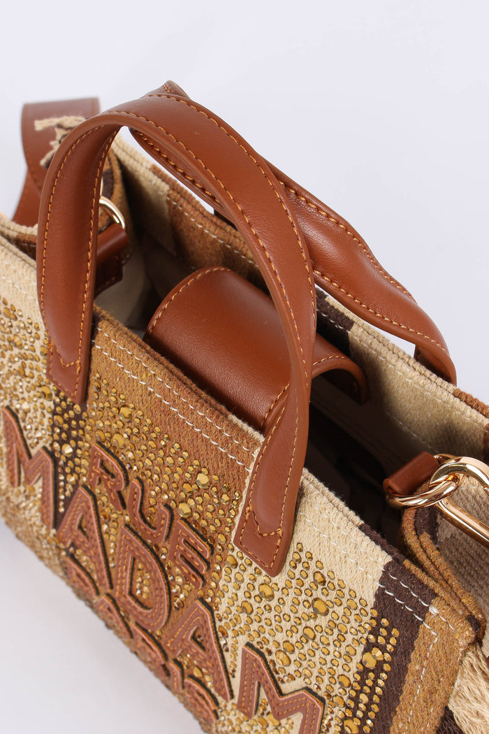 Shopping Mini Strass Stripes Brown-7